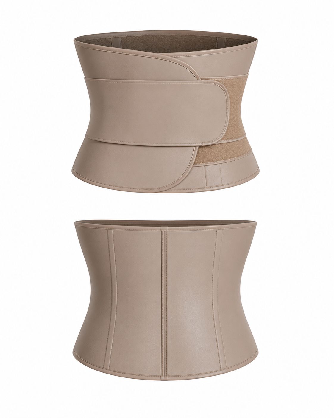 Signature Sculpt Set — nude Waist Contour Wrap, front and back.
